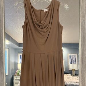 Calvin Klein Tan Cowl Neck Mini Dress Size 2